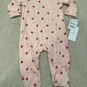 Nordstrom Pink and Red Heart Footies One Piece